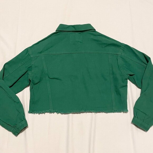 Bluenotes Crop Denim Jean Jacket Green Womens Size XS - Picture 10 of 16